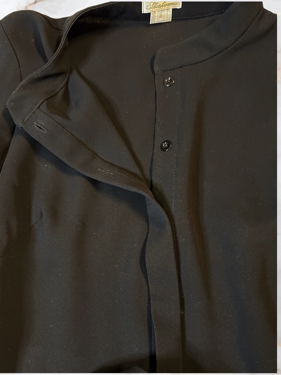 Shoshanna Abelia Crepe Dress Black Tie-Waist Flutter Sleeve Dress - Picture 5 of 6